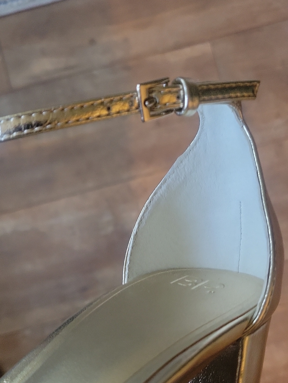 bp Metallic Gold Ankle-Strap Block Heels - Picture 8 of 9